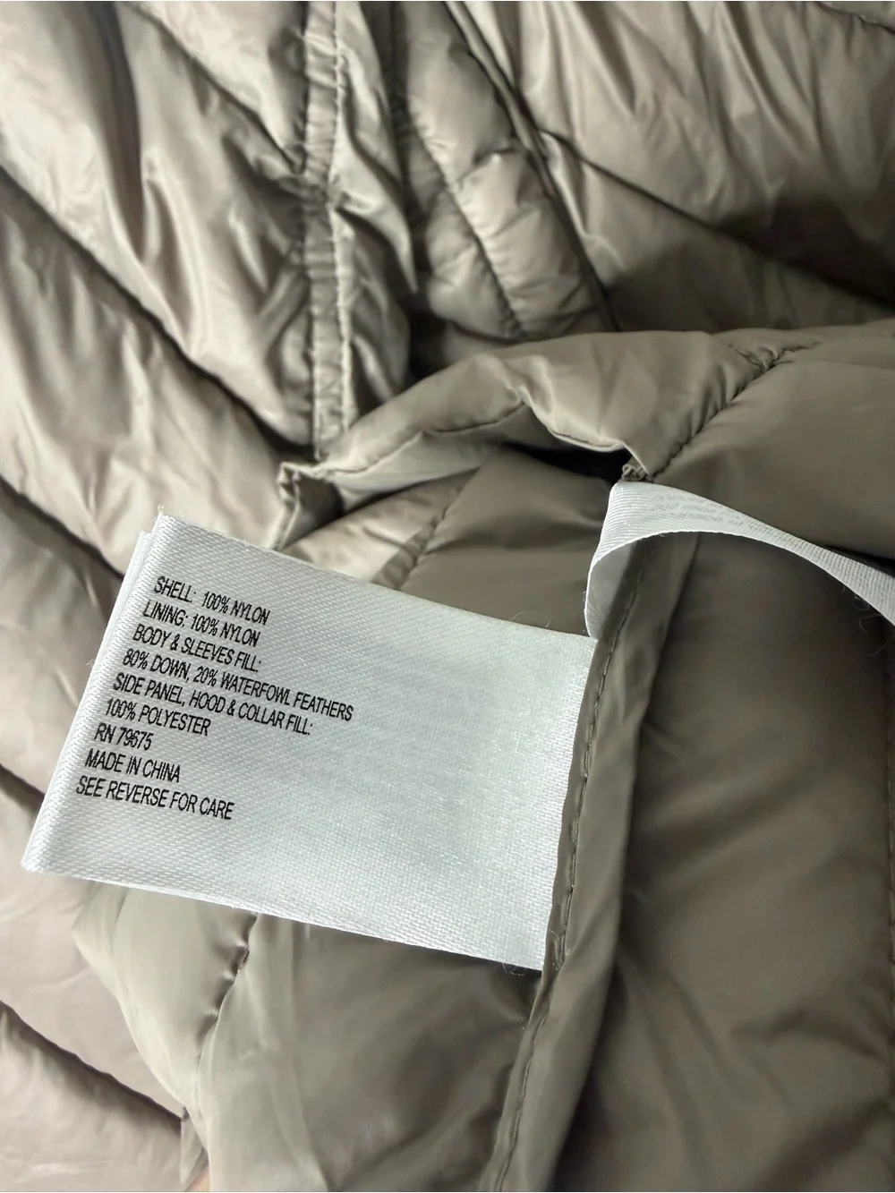 Michael Kors Quilted Taupe Chevron Packable Puffer Jacket